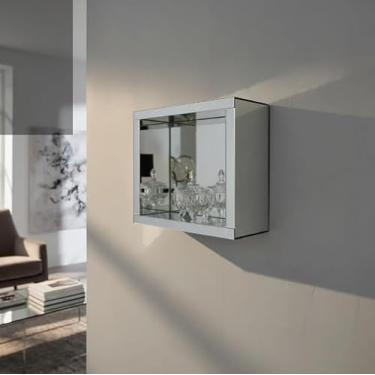 Imagem de Nicho Parede Banheiro Sala Espelho Prata Luxo Decoração