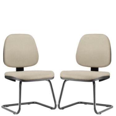Imagem de Kit 02 Cadeiras Para Escritório Job L02 Fixa Suede Bege - LYAM DECOR