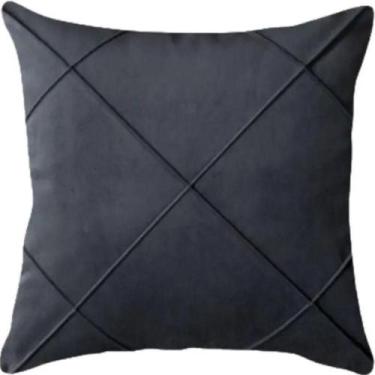 Imagem de Capa De Almofada Suede Aveludada Drapeada 45x45cm Grafite - Home&Cia