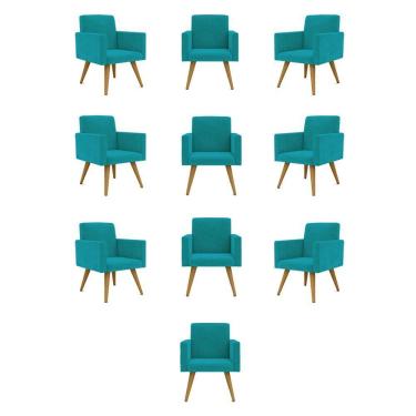 Imagem de Kit 10 Cadeiras Poltronas Decorativa - Escritório - Recepção Cor:azul-turquesa