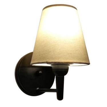 Imagem de Arandela Cone Md-2004 Base Preto Cúpula Em Tecido 14-14x07cm Algodão Cru - Bivolt