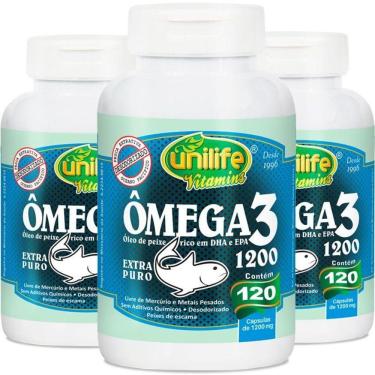 Imagem de Kit 3 Ômega 3 Óleo De Peixe 1200Mg Unilife 120 Cápsulas