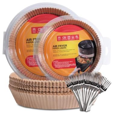 Imagem de NVTED Conjunto de forro de papel Air Fryer, 100 peças, 2 tamanhos, forro de papel descartável, acessórios para fritadeira a ar, papel pergaminho antiaderente, resistente a óleo, fácil de usar e limpar