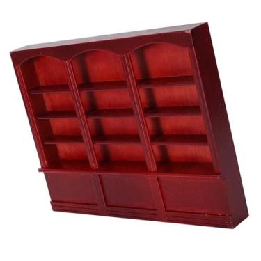 Imagem de Zerodis 1:12 Casa de Boneca Acessórios Mini Estante Produtos para Maternidade do bebê Brinquedos Infantis Bonecas e Brinquedos de Pelúcia e Armário de Exibição de Madeira Recheada Armazenamento de