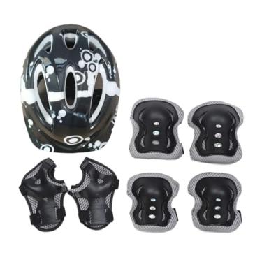 Imagem de Vaveren Kit de capacetes de bicicleta para crianças 7x, capacetes de skate para adolescentes, joelheiras, cotoveleiras, proteção para pulso, equipamento de, Cinza Preto