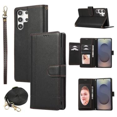 Imagem de Dswteny Capa tipo carteira compatível com Samsung Galaxy S25 Ultra 5G, alça transversal, flip espelhada, porta-cartão de crédito, capa para celular para S25Ultra 25S S 25 25Ultra 6.9 2025 feminino