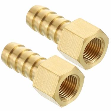 Imagem de Kozelo Pacote com 2 conectores adaptadores de mangueira de latão Farpa de mangueira de 3/20.3 cm para conexões fêmeas NPT de 1/20.3 cm para máquinas domésticas, banheiras de massagem, sistemas de