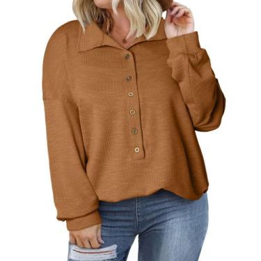 Imagem de Roupas femininas Eytino Plus Size, manga comprida, 2x marrom