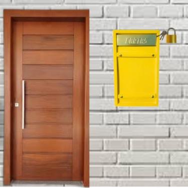 Imagem de Caixa correio grande c/ cadeado embuti portão grade chapa aço +4 paraf