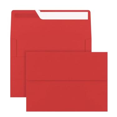 Imagem de Discring Pacote com 50 envelopes 12 x 17 cm, envelopes vermelhos A7, envelopes imprimíveis para convite, chá de bebê, festa de aniversário, casamento, cartões postais, correspondência, cartões