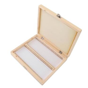 Imagem de Caixa de Lâminas Microscópio Madeira Com Capacidade para 100 Case Laboratório Vidro Preparar Educação em Ciências Biológicas Armazenamento Seguro Tampa Hinge Fivela Placada Gráfico Localizador Constru