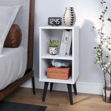 Imagem de Kit 2 Mesa de Cabeceira para Quarto Charme Retrô Apoio de Cama Mesinhacom gaveta 61x30x30cm(UNITARIO CHARME BRANCO)