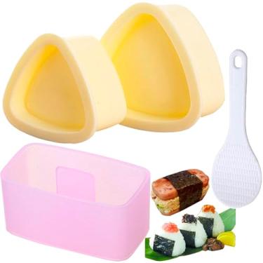 Imagem de Onigiri 2 peças de moldes de bola de arroz, molde triangular de sushi para refeições japonesas em caixa de refeições infantis Bento da HAGBOU (bege)