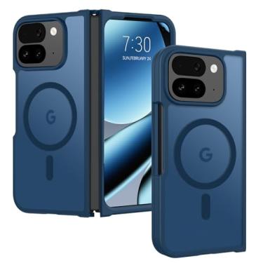 Imagem de GUAGUA Capa magnética para Google Pixel 10 Pro Fold [compatível com Mag Safe] Capa protetora transparente fosca traseira antiarranhões fina à prova de choque para Google Pixel 10 Pro Fold, azul