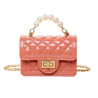 Imagem de Bolsa de ombro feminina fashion bolsa carteiro bolsa de mão cor doce gelatinosa bolsa carteira para celular, Pérola laranja, 5.3 x2.6x4.1inches