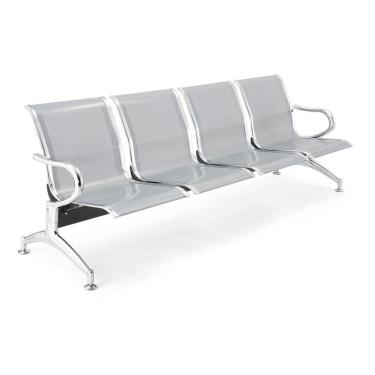 Imagem de Cadeira Longarina Sem Estofado Cromada 4 Lugares