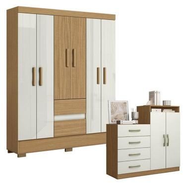 Imagem de Cômoda Londres E Guarda Roupa Casal Coimbra 2005138 Atacama Off White - Aramóveis