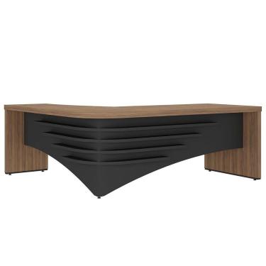 Imagem de Mesa Para Escritório Em L Diretor Lado Direito Nogal/preto