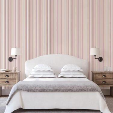Imagem de Papel De Parede Quarto Listrados Rosa Pastel