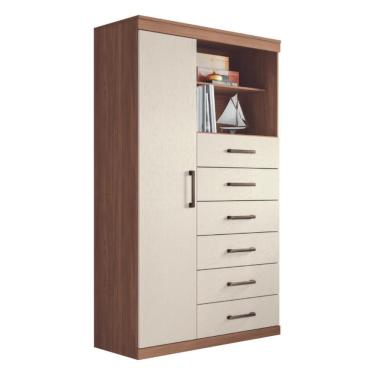 Imagem de Cômoda Multiuso 6 Gavetas 1 Porta Suzhou Jatobá Areia
