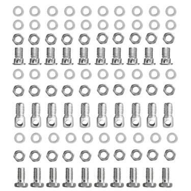 Imagem de Yuauy 30 peças de regulador de trava de grampo de cabo de bicicleta, 10 peças cada, 3 tipos de porcas ajustadoras de parafuso de bicicleta, arruela, cabo de ancoragem, parafuso de ancoragem, parada de