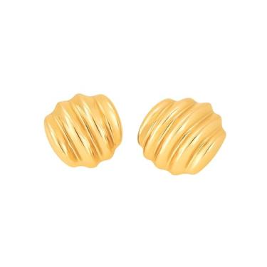 Imagem de Brincos femininos de aço inoxidável banhados a ouro 18 K - Brincos hipoalergênicos à prova d'água e antimanchas - nó de amor, estrela do mar, concha, asa de anjo, pérola, coração, laço, joia de