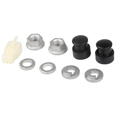 Imagem de Dwuww Kit de eixo do motor do cubo da E-bike, eixo de 12 mm, porca de bloqueio frontal com arruela e tampa, acessórios de roda de bicicleta elétrica