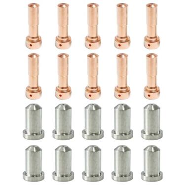 Imagem de CTJCTJ 20 peças de eletrodo de plasma 33366 ponta de bocal de plasma 30A 33368 para tocha de cortador de plasma PT-23 27
