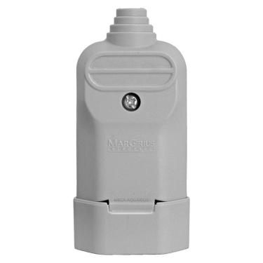 Imagem de Tomada Plug Fêmea Prensa Cabo 3 Pinos Finos 10A Cinza