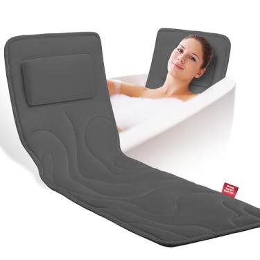 Imagem de Travesseiro de banho de corpo inteiro para banheira, malha de ar 4D extra grossa e travesseiro de spa de secagem rápida para suporte de cabeça e pescoço, ventosas antiderrapantes para todas as