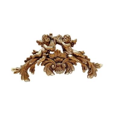 Imagem de Escultura de parede de anjo ornamento decorativo presente de resina artesanato estátua de anjo estatueta para sala de estar quarto inauguração de casa, anjo duplo