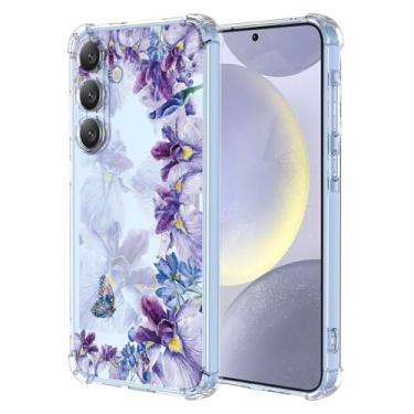 Imagem de WEIOUHR Capa para Galaxy S24Plus Samsung S24Plus com design de impressão de íris de TPU macio transparente, resistente a choques e arranhões, para Samsung Galaxy S24 Plus (roxo íris)