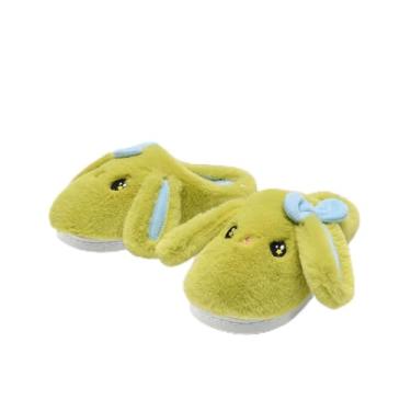 Imagem de Pantufas de coelho para crianças, meninos, meninas, laço de animal fofo, fofo, confortável, desenho animado, mulher, coelho engraçado, travesseiro de nuvem, casa, quarto, casa, para uso interno, verde