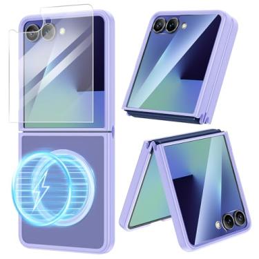 Imagem de VEGO Capa para celular Samsung Galaxy Z Flip 7 [compatível com Magsafe] [anti-amarelo][protetor de tela embutido] Capa magnética de corpo inteiro com tinta spray antiarranhões à prova de choque para