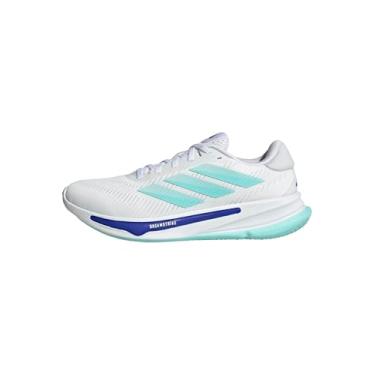 Imagem de adidas Tênis de corrida masculino Supernova Ease, Branco/Flash Aqua/Azul lúcido, 37