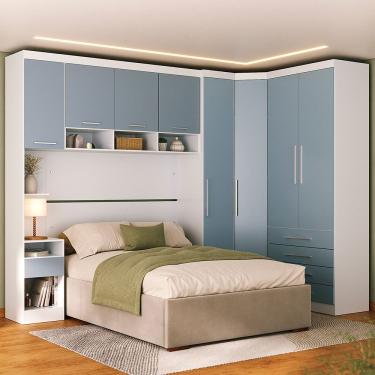 Imagem de Quarto 8 Portas 5 Gavetas Cab Qn Alpes Master Luciane Móveis Branco Pf-grey Sky Pf