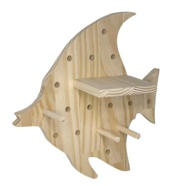 Imagem de KIAGA, Prateleira Pegboard Peixe Em Madeira Pinus Com 6 Pinos e 1 Prateleira 13,5cm Cor:PINUS NATURAL;Tamanho:35,8X34,5 CM