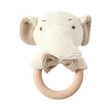 Imagem de Brinquedos De Chocalho De Madeira Em Crochê De Urso Fofo Para Bebês, M