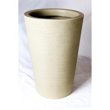 Imagem de Vaso de Planta Decorativo Lux Redondo Escovado com Prato – Moderno e Elegante para Ambientes Internos e Externos (SEM Prato Bege)