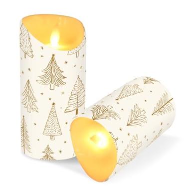 Imagem de Blueangle Pacote com 2 velas de árvore de Natal sem chama com controle remoto e temporizador, velas LED cintilantes (7,6 cm x 9,9 cm) para decoração de casa, casamento, acampamento (674)