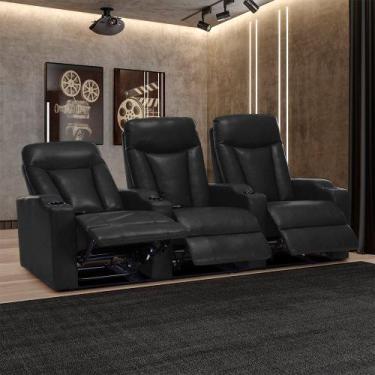 Imagem de Poltrona 3 Lugares Sala de Estar e Cinema Vancouver Elétrica Reclináve