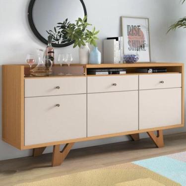 Imagem de Balcão Aparador Buffet 2 Portas Sollare Off White/Cinamomo - HB Móveis
