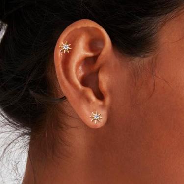 Imagem de Brincos femininos de aço inoxidável banhado a ouro 18 K branco 20 g com pino de zircônia cúbica adorável em estilos exclusivos, standard, Aço inoxidável Latão, Sem pedra preciosa