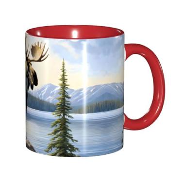 Imagem de Zeraoke Caneca de café criativa com estampa de cervo fofa, personalizada, presente para família, tamanho de 325 ml, unissex