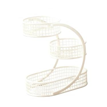 Imagem de IEUDNS Cesta de frutas, legumes, pães e lanches: moderna, para guardar frutas e outros alimentos, ideal para de sala de jantar decoração de casa, Branco