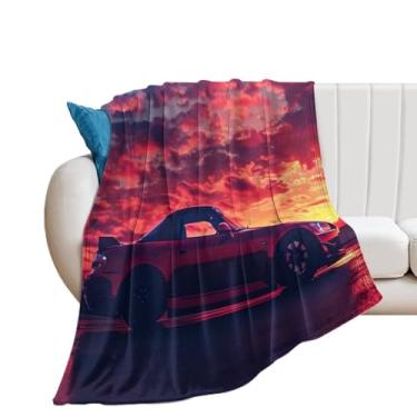 Imagem de HouLaiZhe Cobertor super macio de flanela pôr do sol esportivo S2000 cobertores leves de resfriamento para sofá-cama, cadeira, sofá, carro, viagem ao ar livre, leve, quente, 178 x 203 cm