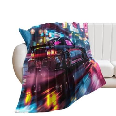 Imagem de HouLaiZhe Cobertor super macio de flanela S2000 JDM carro neon noite leve cobertores refrescantes para sofá-cama cadeira sofá carro viagem ao ar livre leve quente 178 cm x 203 cm