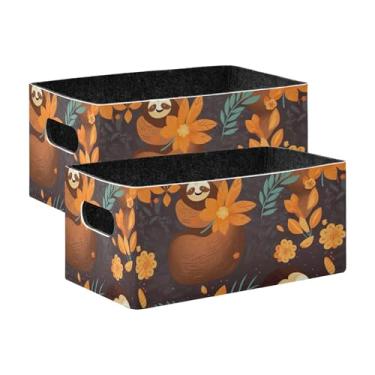 Imagem de xigua Conjunto de 2 caixas de armazenamento de preguiça, cubo de armazenamento dobrável, organizador de cestas de armazenamento para brinquedos, livros, prateleiras, armário, lavanderia, berçário