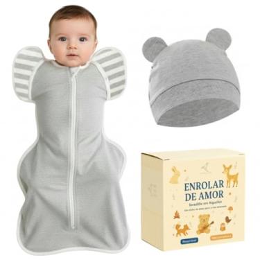 Imagem de Swaddle Dream Up –Charutinho, Saco de Dormir Ajustável e Cueiro, Swaddle de Transição, Melhora o Sono e Acalma o Reflexo do Susto – Essencial para Recém-nascidos (0 a 3 meses) (1, Cinza, M)