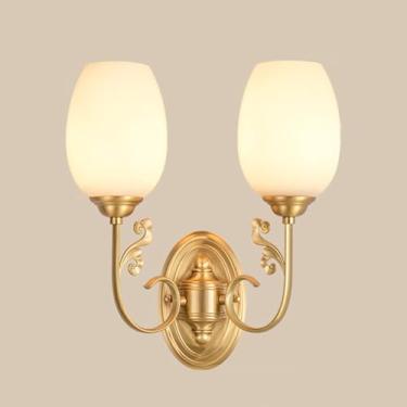 Imagem de Luminária de parede de vidro em formato de flor, luminária decorativa de parede para interiores, corpo em cobre, luminária de parede criativa e personalizada, arandela de arte, luminária vin